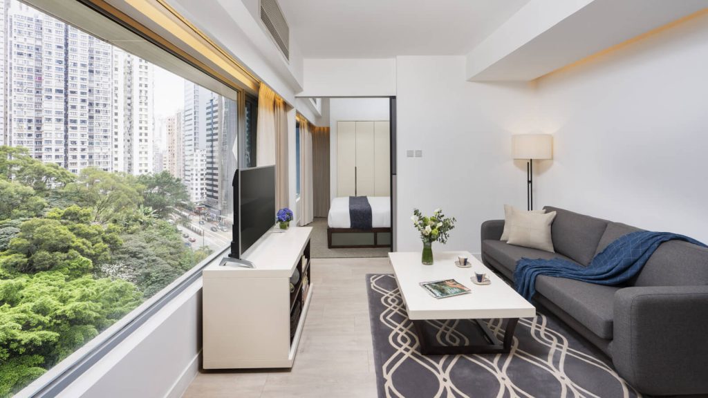 一卧室公寓的客厅 - 香港莎玛炮台山服务式公寓