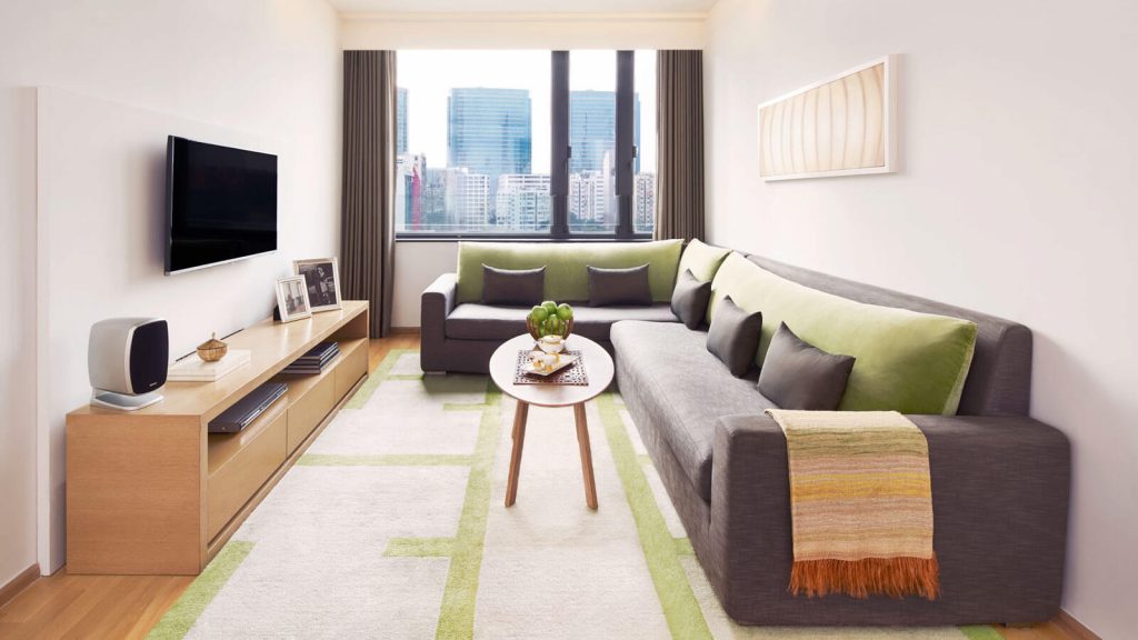 双卧室公寓的客厅 - 香港莎玛尖沙咀服务式公寓